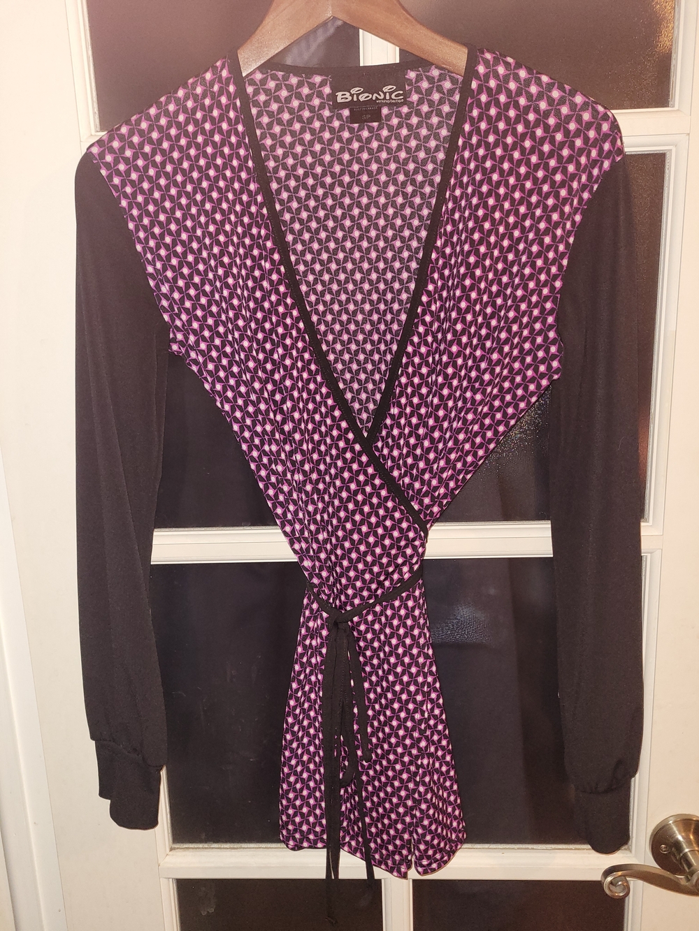Bionic Pink & Black Wrap Top